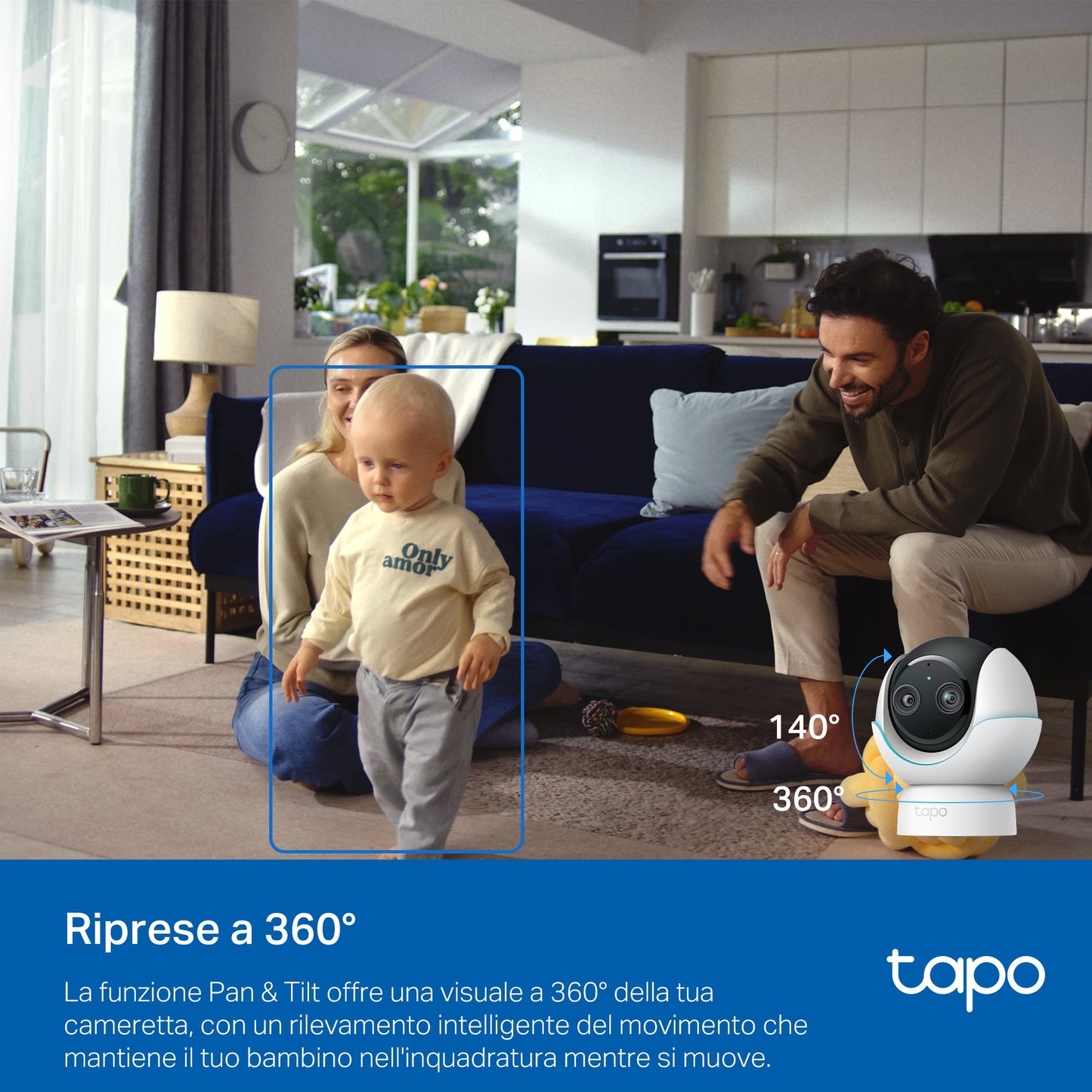 Tapo C840 Baby Monitor, Telecamera Wi-Fi Interno 4MP+2MP Doppia Lente, Visione Notturna e Allarme Urlo