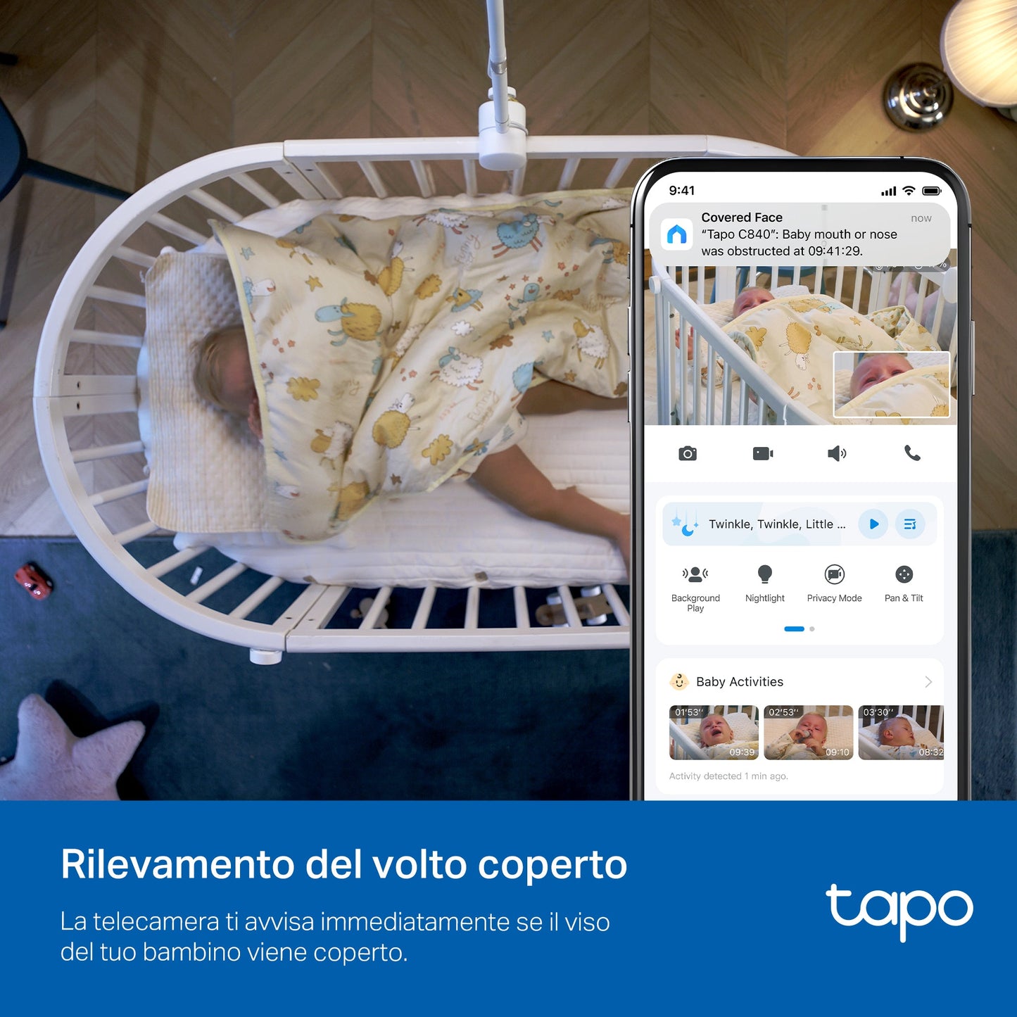Tapo C840 Baby Monitor, Telecamera Wi-Fi Interno 4MP+2MP Doppia Lente, Visione Notturna e Allarme Urlo