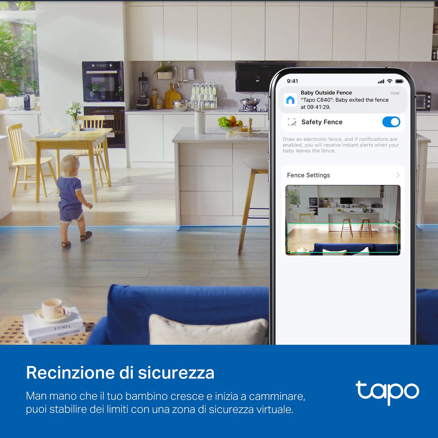 Tapo C840 Baby Monitor, Telecamera Wi-Fi Interno 4MP+2MP Doppia Lente, Visione Notturna e Allarme Urlo