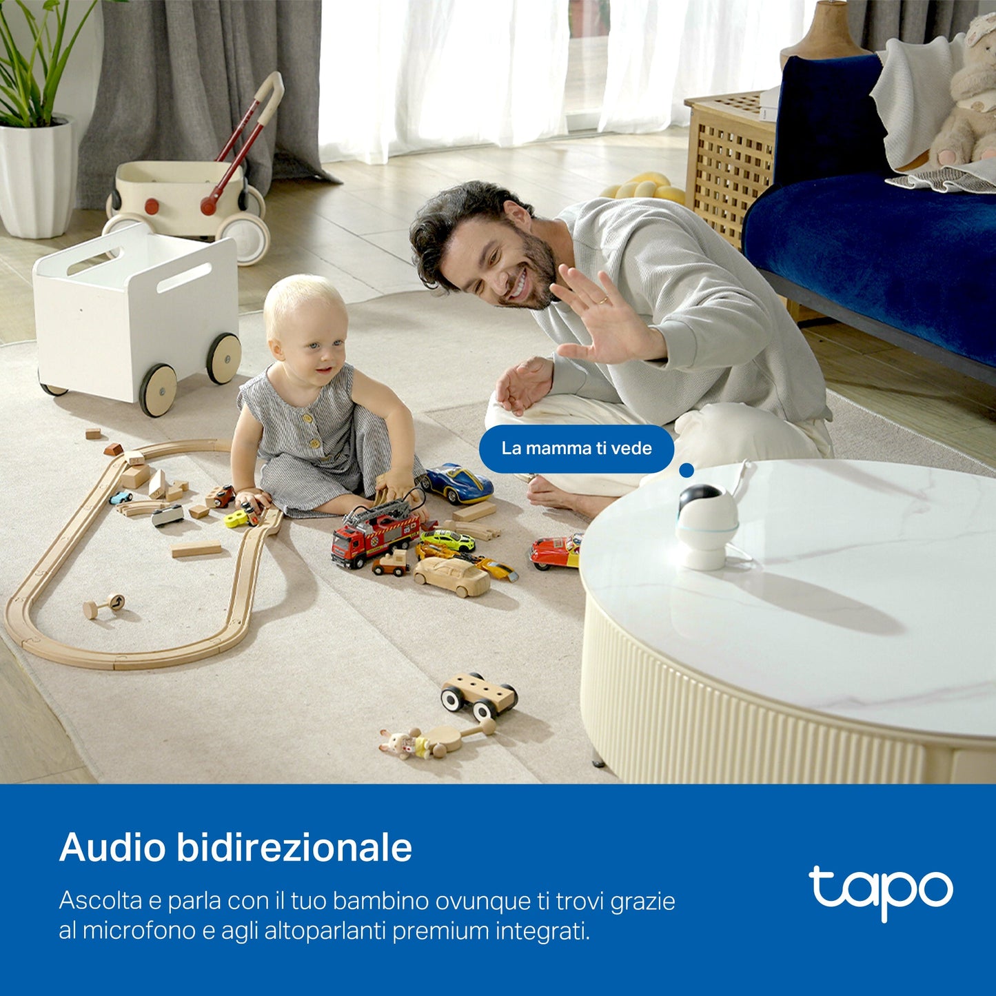 Tapo C840 Baby Monitor, Telecamera Wi-Fi Interno 4MP+2MP Doppia Lente, Visione Notturna e Allarme Urlo