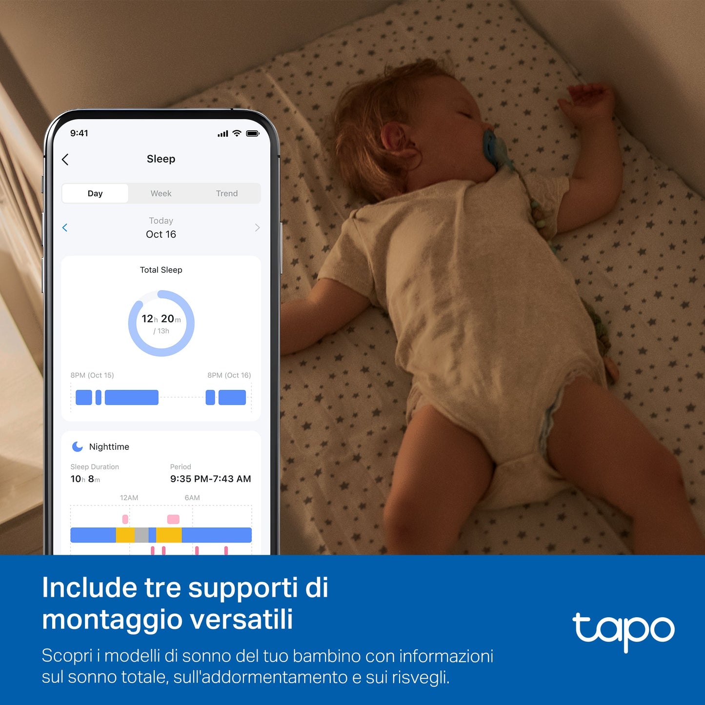 Tapo C840 Baby Monitor, Telecamera Wi-Fi Interno 4MP+2MP Doppia Lente, Visione Notturna e Allarme Urlo