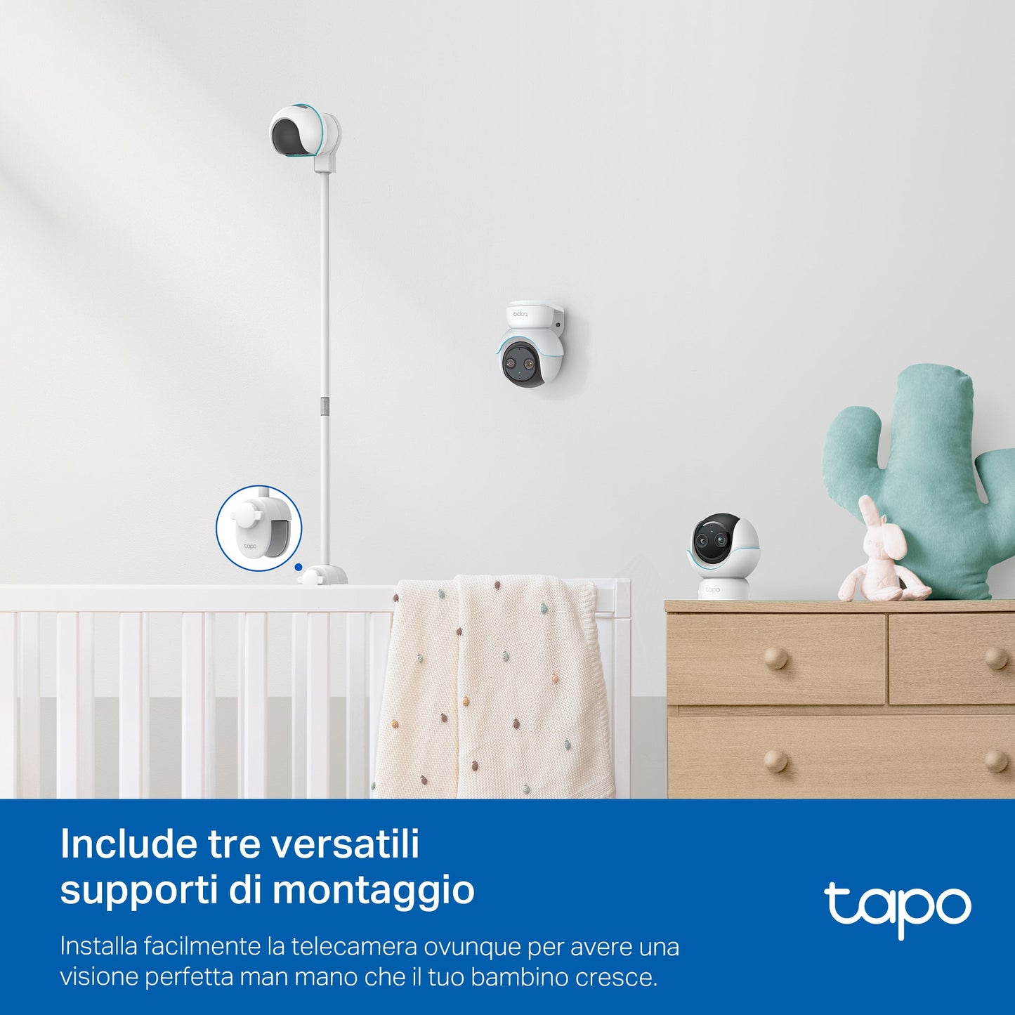 Tapo C840 Baby Monitor, Telecamera Wi-Fi Interno 4MP+2MP Doppia Lente, Visione Notturna e Allarme Urlo
