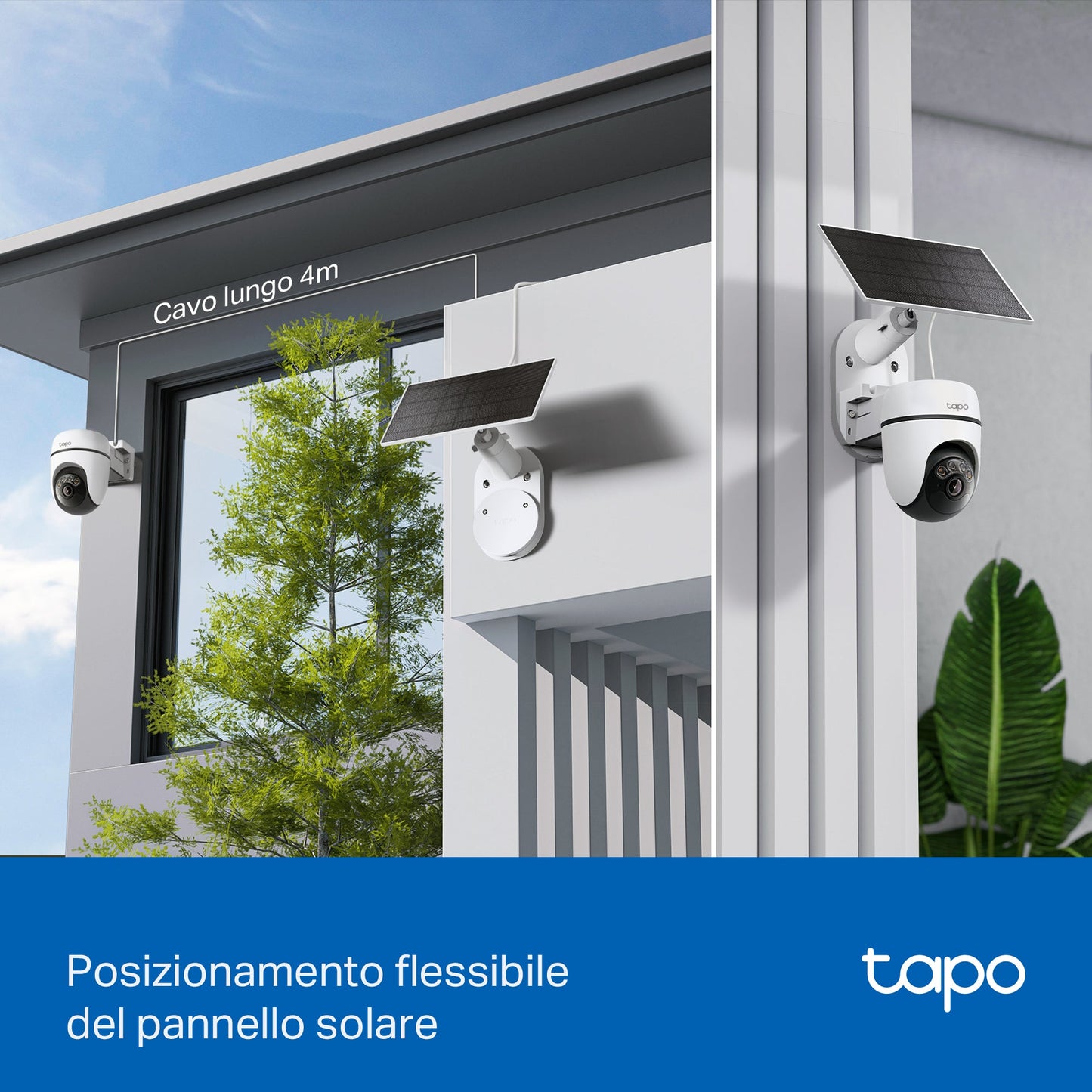 Tapo C610 KIT Telecamera WiFi Esterno 2K 3MP Senza Fili con Pannello Solare, 360° PTZ, Batteria 6700mAh