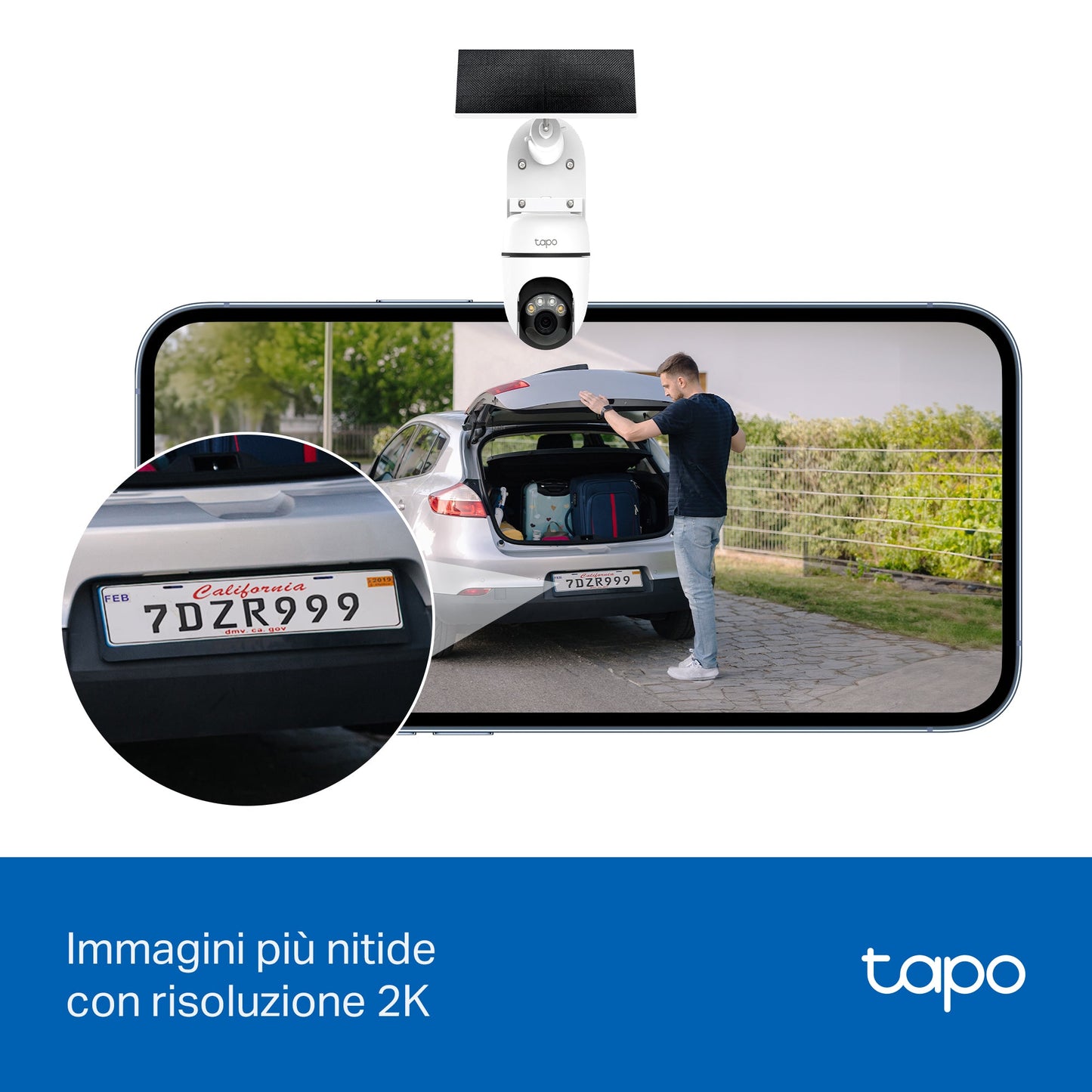 Tapo C610 KIT Telecamera WiFi Esterno 2K 3MP Senza Fili con Pannello Solare, 360° PTZ, Batteria 6700mAh, 2pz
