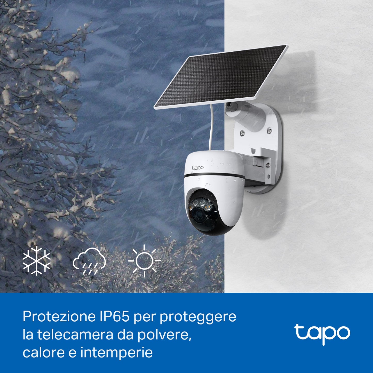 Tapo C610 KIT Telecamera WiFi Esterno 2K 3MP Senza Fili con Pannello Solare, 360° PTZ, Batteria 6700mAh