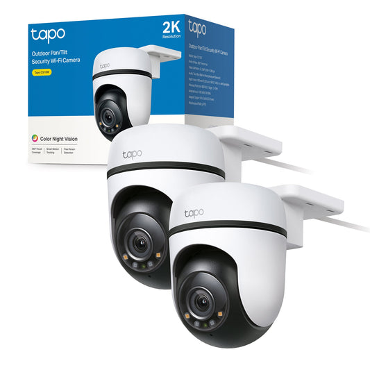 Tapo C510W Telecamera Wi-Fi Esterno 2K 3MP, 360° Visuale, Visione Notturna a Colori, 2pz, ⚠️Non a batteria