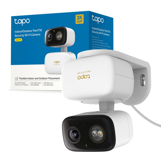 Tapo C236 Telecamera Wi-Fi Esterno/Interno 3K 5MP, Pan/Tilt, Visione Notturna a Colori, Notifiche AI, IP65