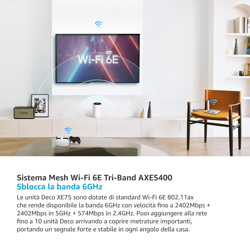 Deco XE75 Sistema Mesh Wi-Fi 6E AXE5400Mbps, 3pz