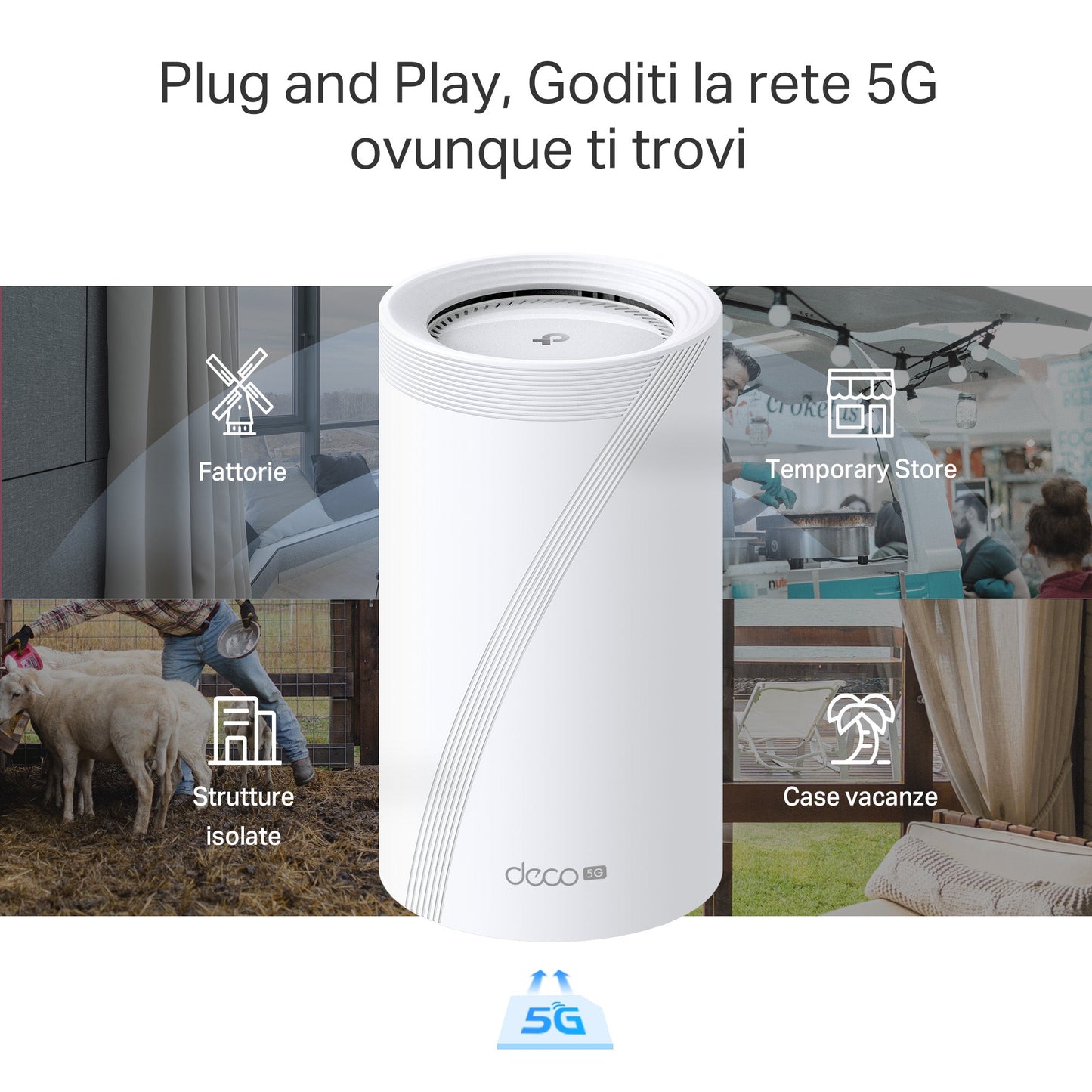Deco BE65-5G Router 5G Mesh Wi-Fi 7 BE9300Mbps, 3 Porte 2.5Gbps