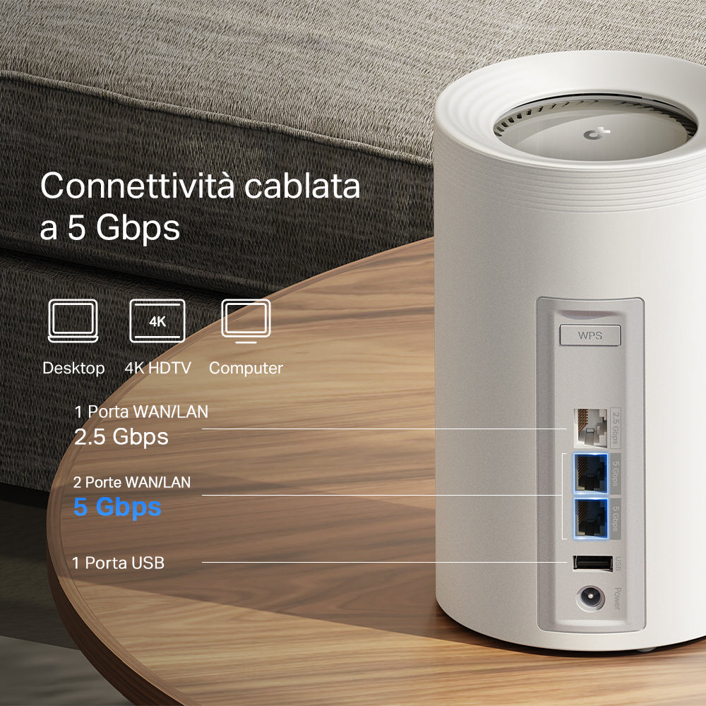 Deco BE65 Pro Sistema Mesh Wi-Fi 7 BE9300Mbps 2 Porte 5Gbps, 1pz