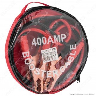 CFG Luce Quadra 2 Cavi Professionali con Morsetti per Batteria Auto in Rame Lunghezza 2 Metri - mod. ES020