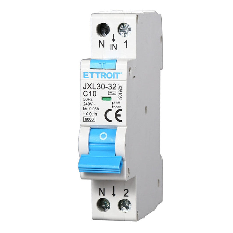 ET 690 - ETTROIT Magnetotermico Differenziale 1P+N 10A 30mA 220V-6KA - Mod. JX251061