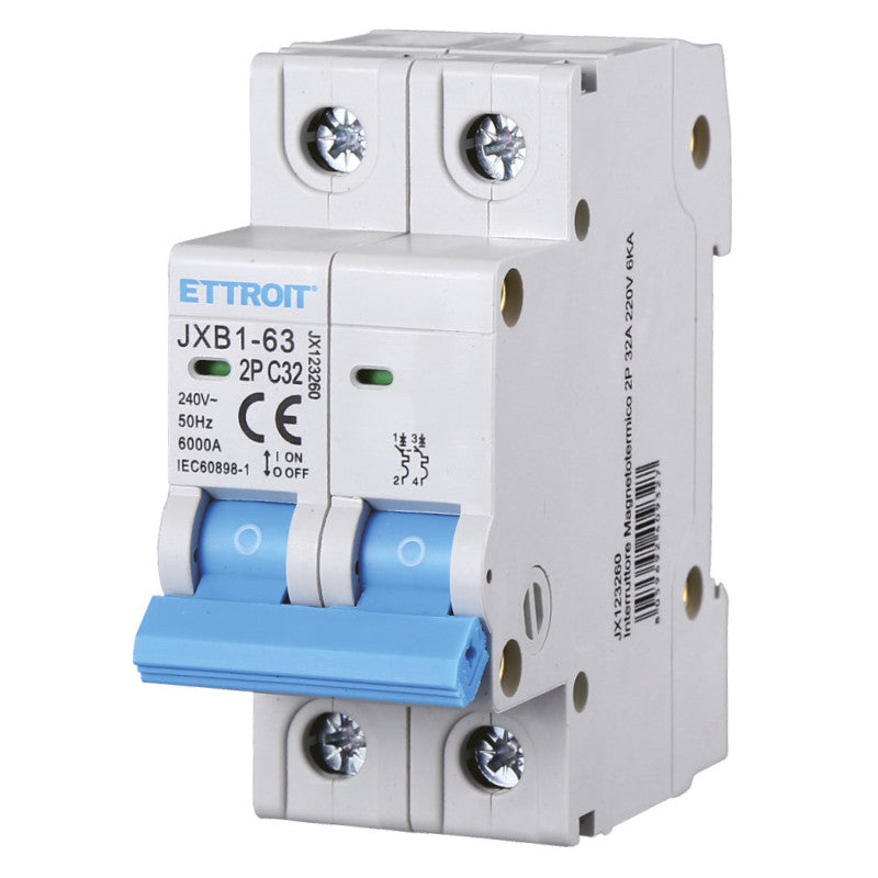 ET 777 - ETTROIT Interruttore Magnetotermico 2P 32A 220V 6KA - Mod. JX123260