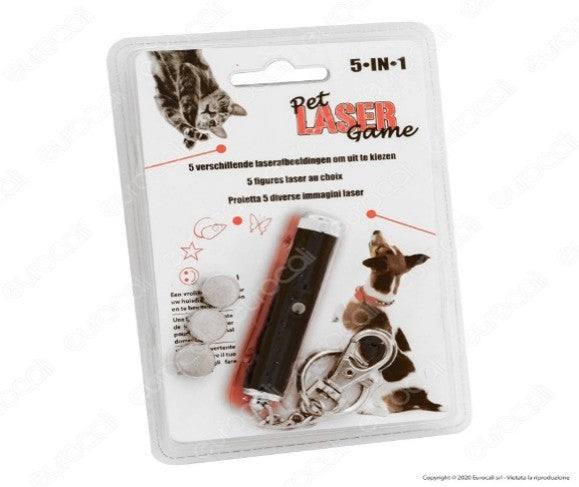 IG 043 - Intergross Pet Laser Game Puntatore Luce Rossa a Batterie con 5 Figure Proiettabili