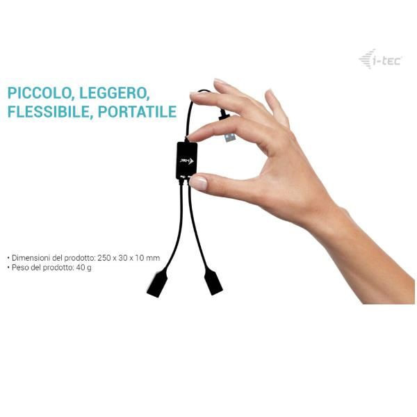 HUB USB-A CAVO Flessibile a 2 porte (2x USB-A) [U3CBLHUB2A]
