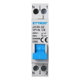 ETTROIT Interruttore Magnetotermico 1P+N 6A 220V 4.5KA - Mod. JX150640