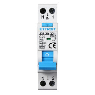 ETTROIT Magnetotermico Differenziale 1P+N 20A 30mA 220V-6KA - Mod. JX252061