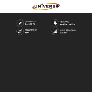 Universo Cavo Prolunga per Collegamento Tubi LED T5 Colore Bianco Lunghezza 30cm - mod. LJ-T5