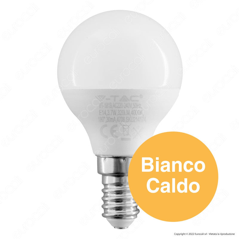 V-Tac VT-1819 Lampadina LED E14 3.7W Bulb P45 MiniGlobo SMD - SKU 214123 / 214174 / 214124
