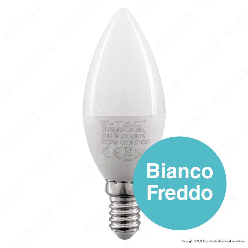 V-Tac VT-1855 Lampadina LED E14 4.5W Bulb C37 Candela SMD - SKU 2142151 / 2142581 / 2142411