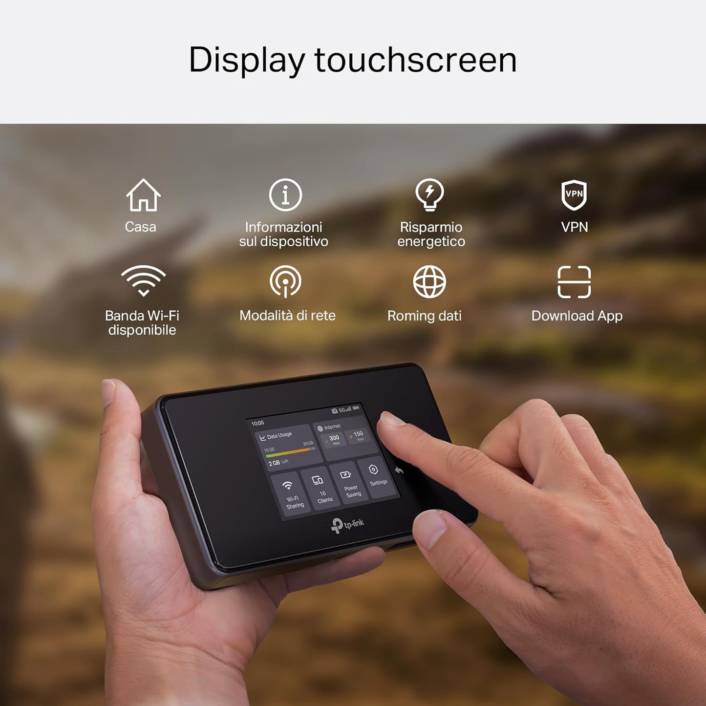 M8550 Saponetta WiFi 5G, WiFi 6E AXE3600Mbps, Batteria da 4700mAh, Porta Gigabit, Touchscreen