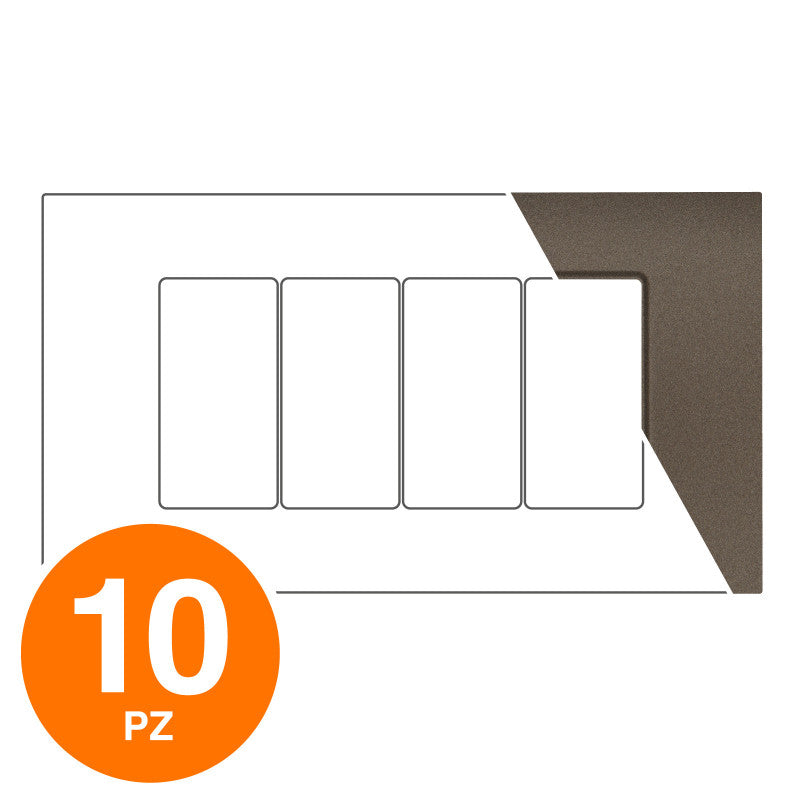 MAPAM Placca Tecnopolimero Sun-T5 4P R9004-7 Testa di Moro - Confezione 10pz - mod. R9004-7 - Compatibile con Vimar ARKÉ