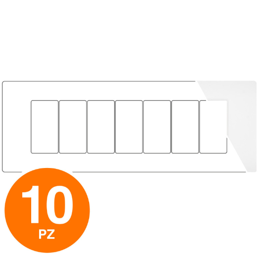 MAPAM Placca Tecnopolimero Sun-T5 7P R9007-1 Bianco - Confezione 10pz - mod. R9007-1 - Compatibile con Vimar ARKÉ