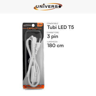 Universo Cavo di Alimentazione con Interruttore Colore Bianco Lunghezza 1,8 metri - mod. S-T5