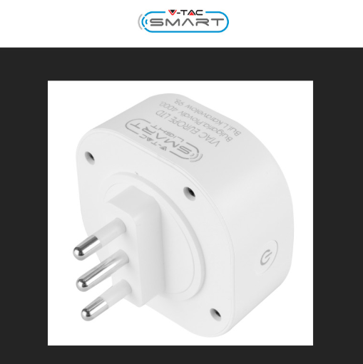 V-Tac Smart VT-5175 Presa 10/16A 2P+T Wi-Fi con Spina 16A 2P+T Compatibile Amazon Alexa e Google Assistant - SKU 7698