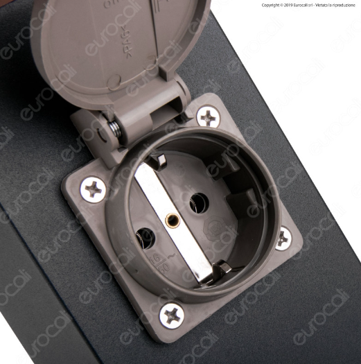 V-Tac VT-1156-2 Portalampada per Lampadine E27 da Giardino con Fissaggio a Terra e 2 Prese Schuko IP44 - SKU 8822