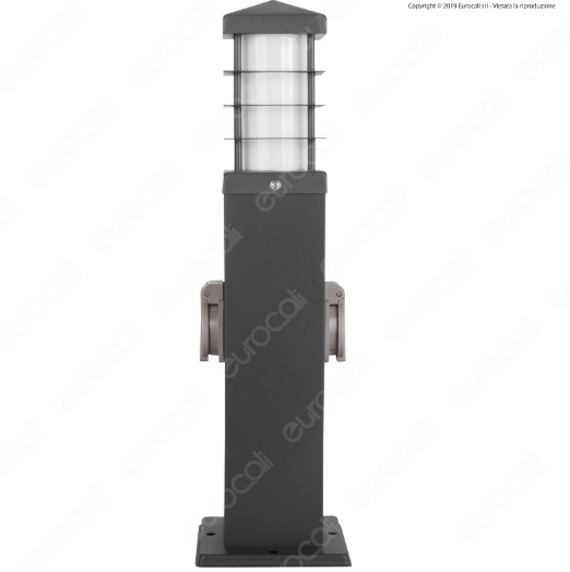 V-Tac VT-1156-2 Portalampada per Lampadine E27 da Giardino con Fissaggio a Terra e 2 Prese Schuko IP44 - SKU 8822