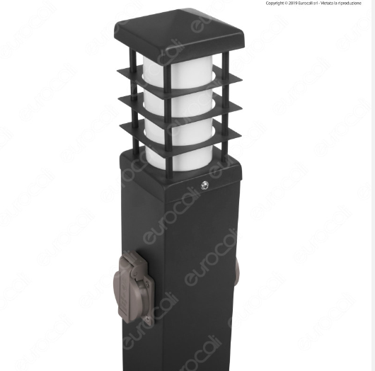 V-Tac VT-1156-2 Portalampada per Lampadine E27 da Giardino con Fissaggio a Terra e 2 Prese Schuko IP44 - SKU 8822