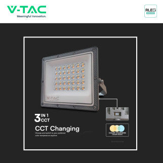 V-Tac VT-44030CCT Faro LED 30W Faretto SMD IP65 LED Sostituibili CCT Changing Color 3in1 Colore Grigio - SKU 23613