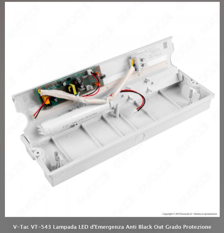 V-TAC VT-543 LAMPADA LED D'EMERGENZA ANTI BLACK OUT GRADO PROTEZIONE IP65 - SKU 83111 - Consegna in 1-5 giorni lavorativi