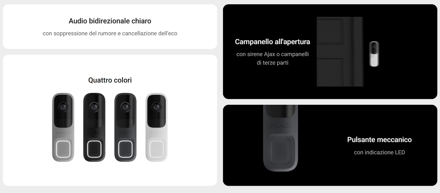 Ajax - Videocitofono con IA integrata, sensore PIR e controllo tramite le app (DoorBell)