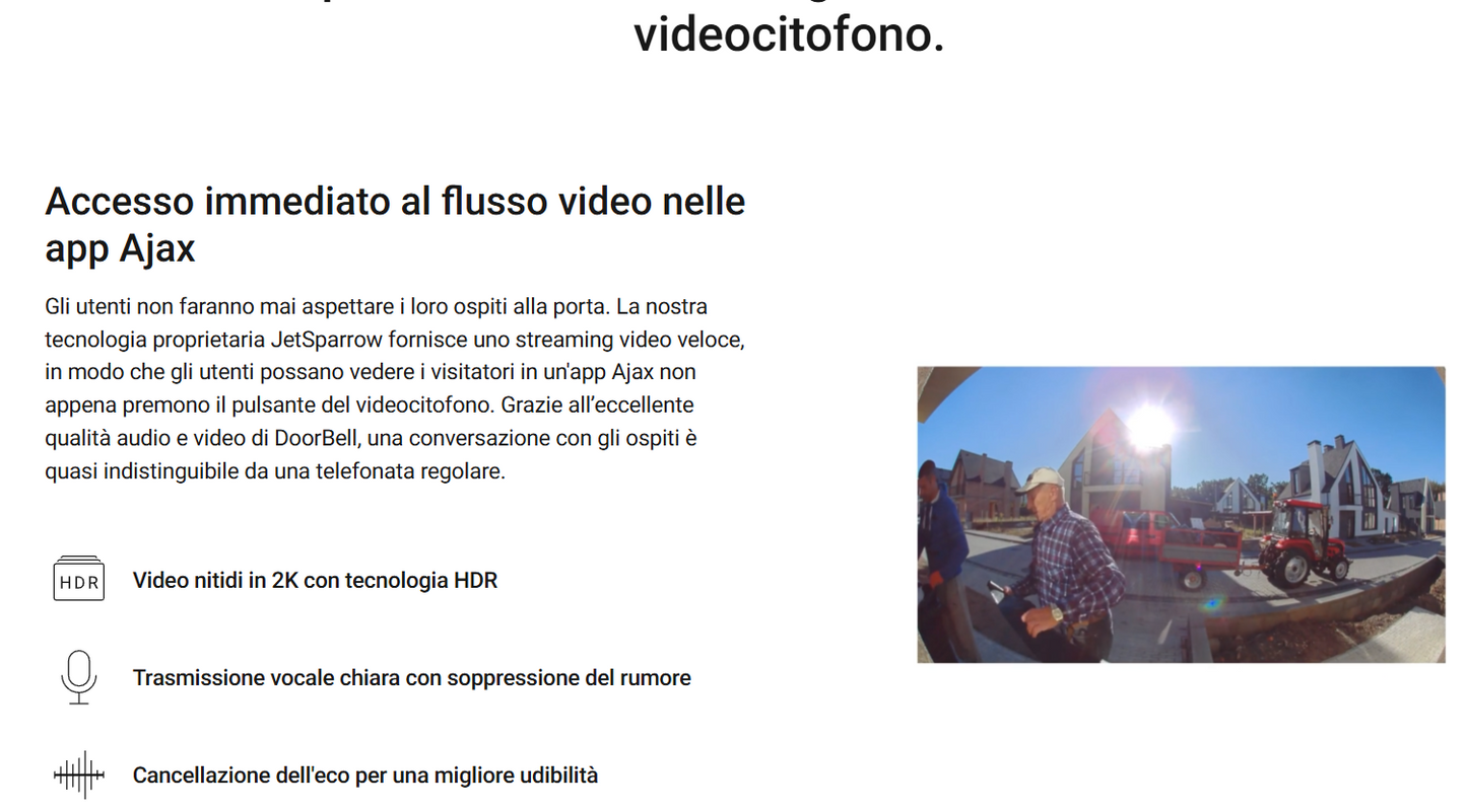 Ajax - Videocitofono con IA integrata, sensore PIR e controllo tramite le app (DoorBell)