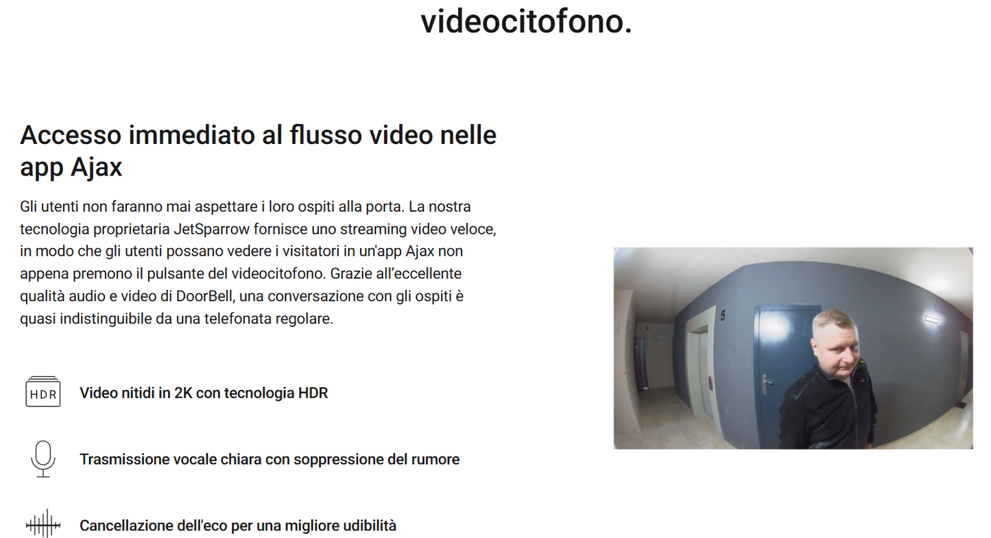Ajax - Videocitofono con IA integrata, sensore PIR e controllo tramite le app (DoorBell)