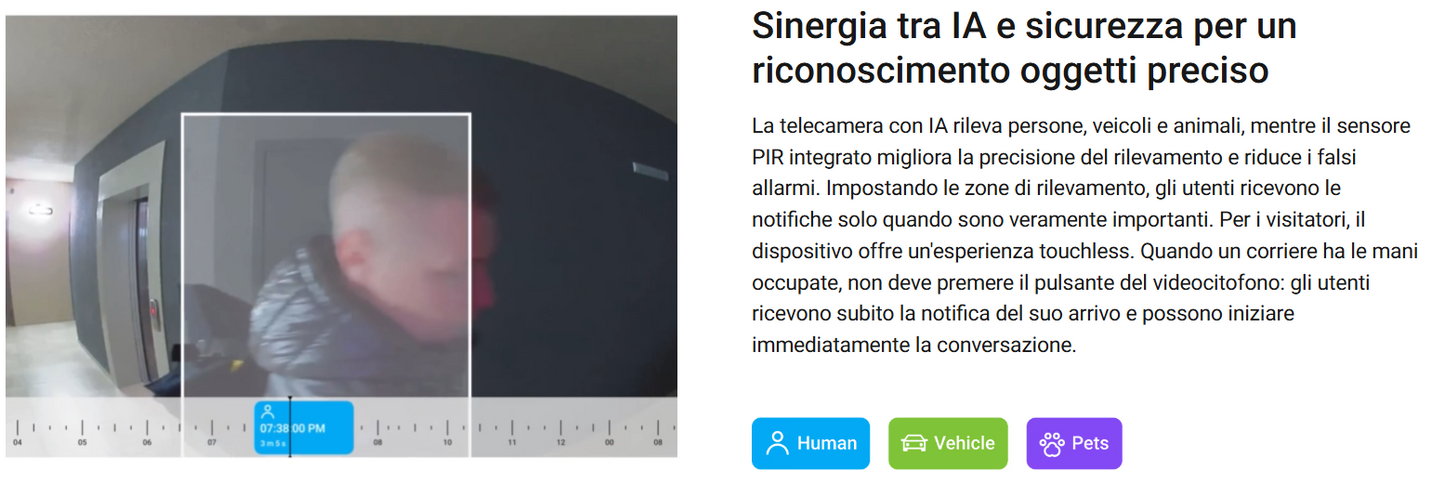 Ajax - Videocitofono con IA integrata, sensore PIR e controllo tramite le app (DoorBell)