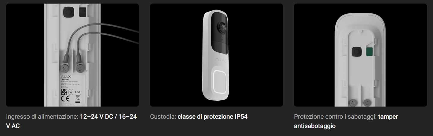 Ajax - Videocitofono con IA integrata, sensore PIR e controllo tramite le app (DoorBell)