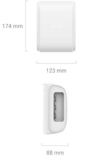 Ajax - Rilevatore di movimento a tenda wireless a doppia tecnologia da esterno e interno - DualCurtain Outdoor Jeweller