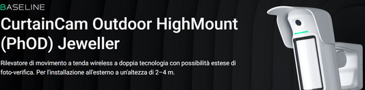 Ajax - Rilevatore di movimento a tenda wireless a doppia tecnologia con possibilità estese di foto-verifica. Per l'installazione all'esterno a un'altezza di 2–4 m. - CurtainCam Outdoor HighMount (PhOD) Jeweller