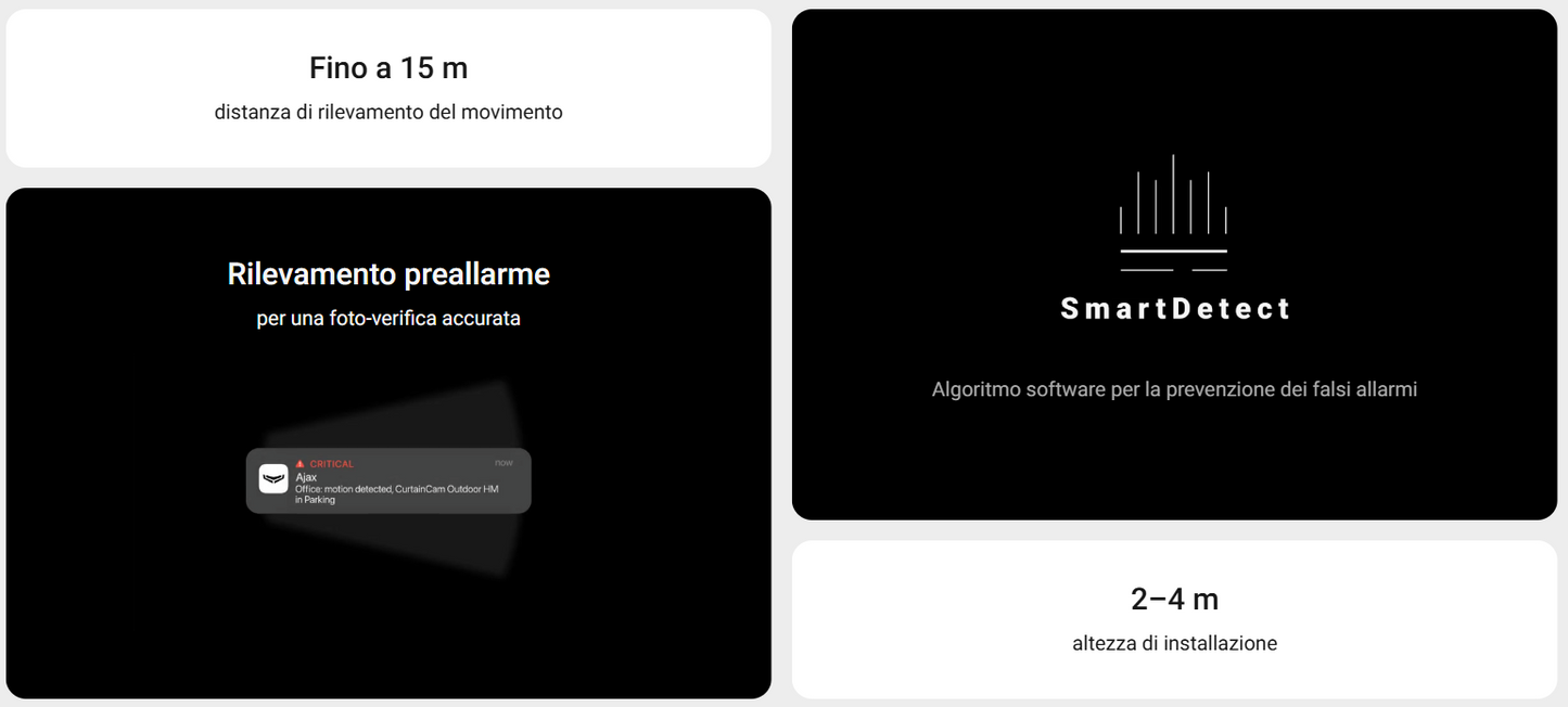 Ajax - Rilevatore di movimento a tenda wireless a doppia tecnologia con possibilità estese di foto-verifica. Per l'installazione all'esterno a un'altezza di 2–4 m. - CurtainCam Outdoor HighMount (PhOD) Jeweller