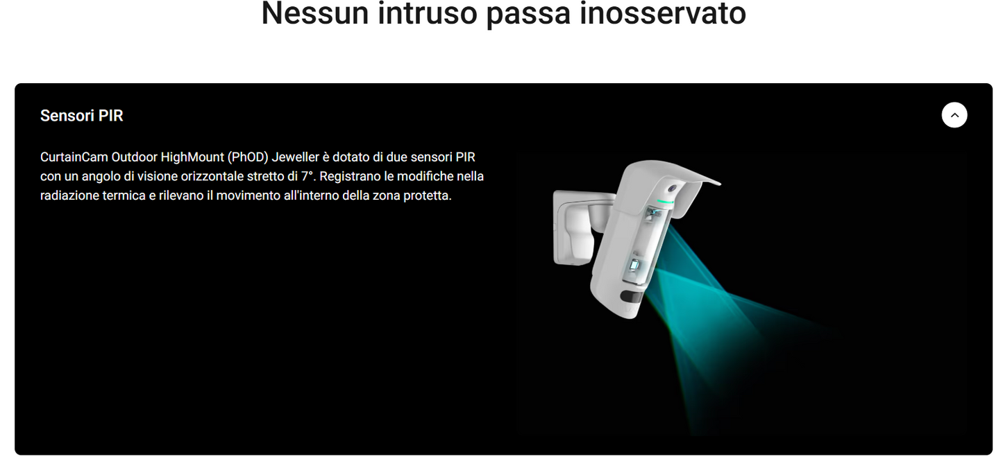 Ajax - Rilevatore di movimento a tenda wireless a doppia tecnologia con possibilità estese di foto-verifica. Per l'installazione all'esterno a un'altezza di 2–4 m. - CurtainCam Outdoor HighMount (PhOD) Jeweller