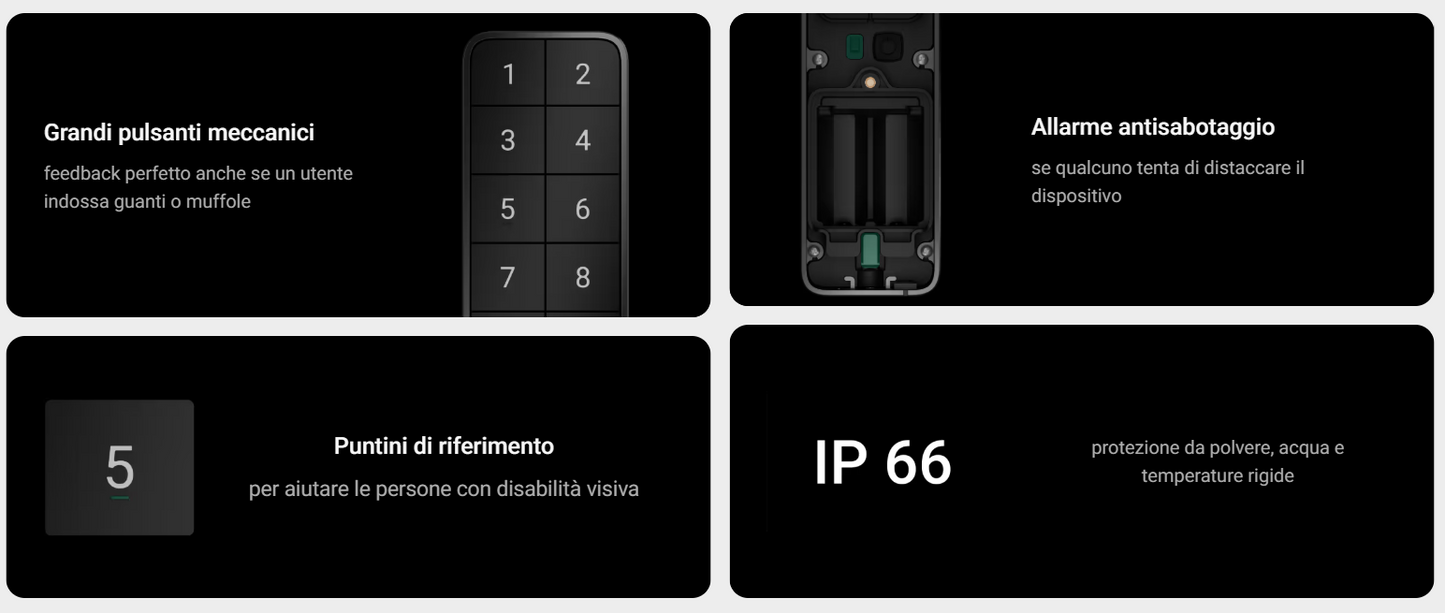 Ajax - Tastiera wireless che supporta l'autenticazione tramite Pass, Tag, smartphone e codici. Per uso in ambienti esterni e interni. - KeyPad Outdoor Jeweller