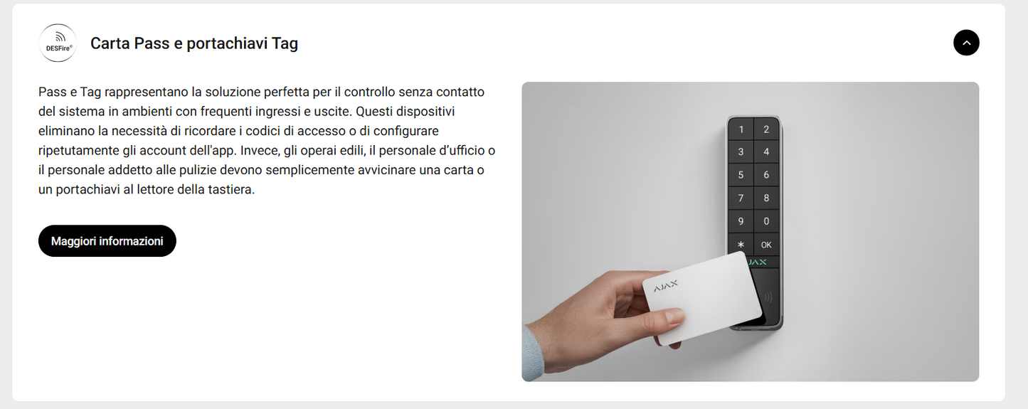 Ajax - Tastiera wireless che supporta l'autenticazione tramite Pass, Tag, smartphone e codici. Per uso in ambienti esterni e interni. - KeyPad Outdoor Jeweller