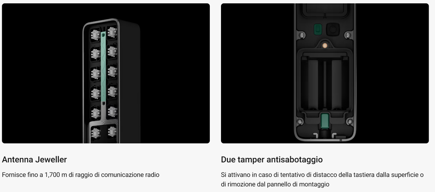 Ajax - Tastiera wireless che supporta l'autenticazione tramite Pass, Tag, smartphone e codici. Per uso in ambienti esterni e interni. - KeyPad Outdoor Jeweller