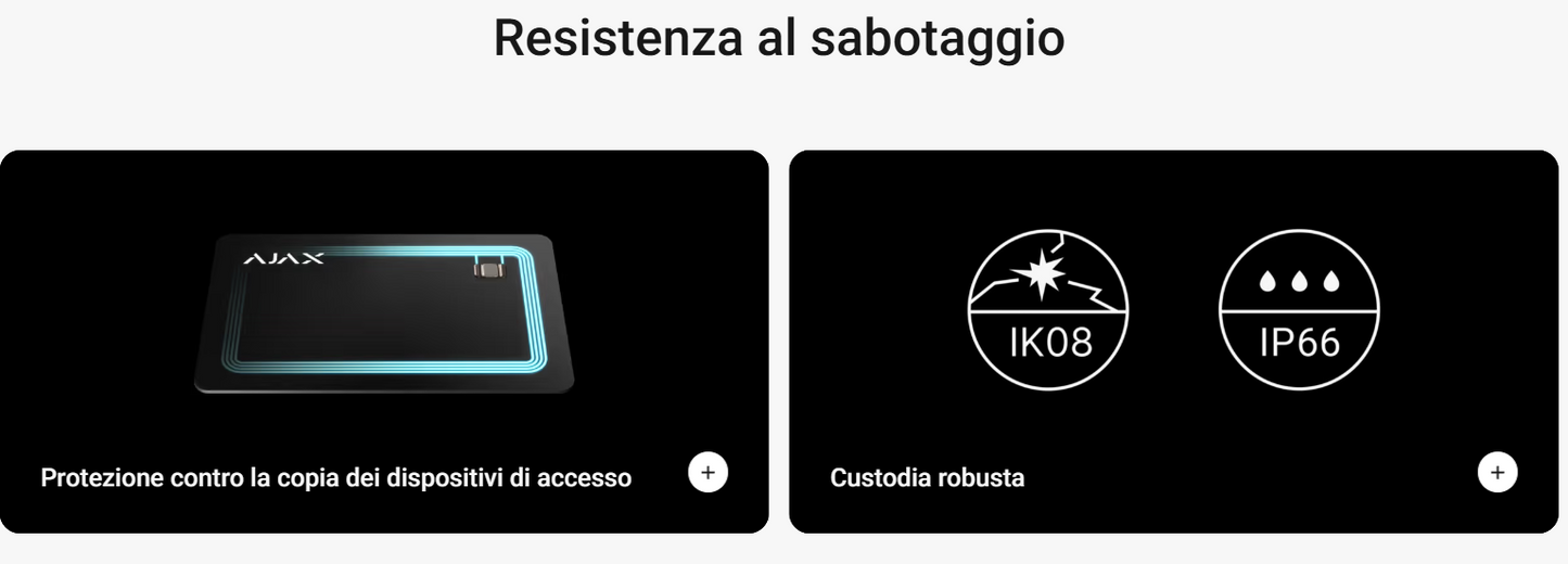 Ajax - Tastiera wireless che supporta l'autenticazione tramite Pass, Tag, smartphone e codici. Per uso in ambienti esterni e interni. - KeyPad Outdoor Jeweller