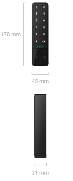 Ajax - Tastiera wireless che supporta l'autenticazione tramite Pass, Tag, smartphone e codici. Per uso in ambienti esterni e interni. - KeyPad Outdoor Jeweller