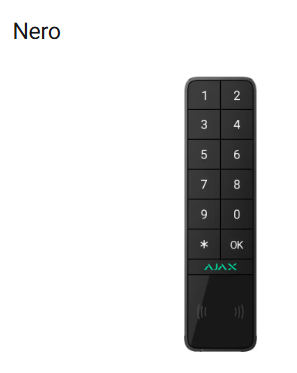 Ajax - Tastiera wireless che supporta l'autenticazione tramite Pass, Tag, smartphone e codici. Per uso in ambienti esterni e interni. - KeyPad Outdoor Jeweller