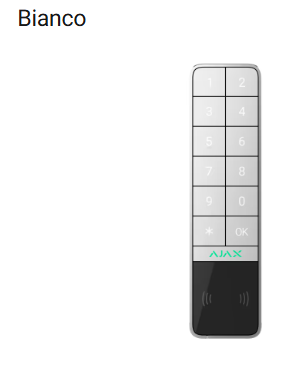 Ajax - Tastiera wireless che supporta l'autenticazione tramite Pass, Tag, smartphone e codici. Per uso in ambienti esterni e interni. - KeyPad Outdoor Jeweller